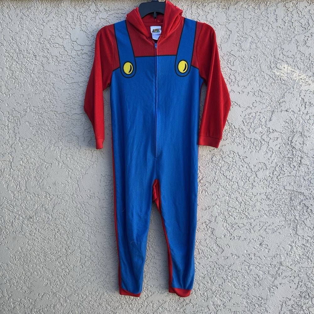 Super Mario Nintendo One Piece Pajamas Costume Suit Kid's Size M 8